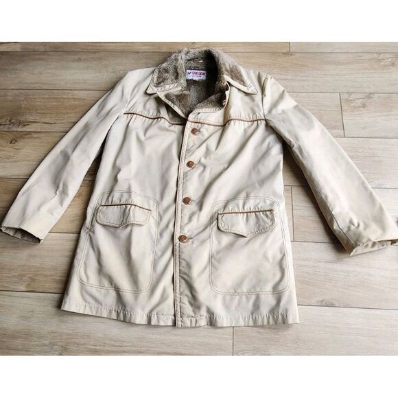 Vintage‎ McGregor Sportswear Jacket Men's Size 40 Beige Khaki Sherpa Lining